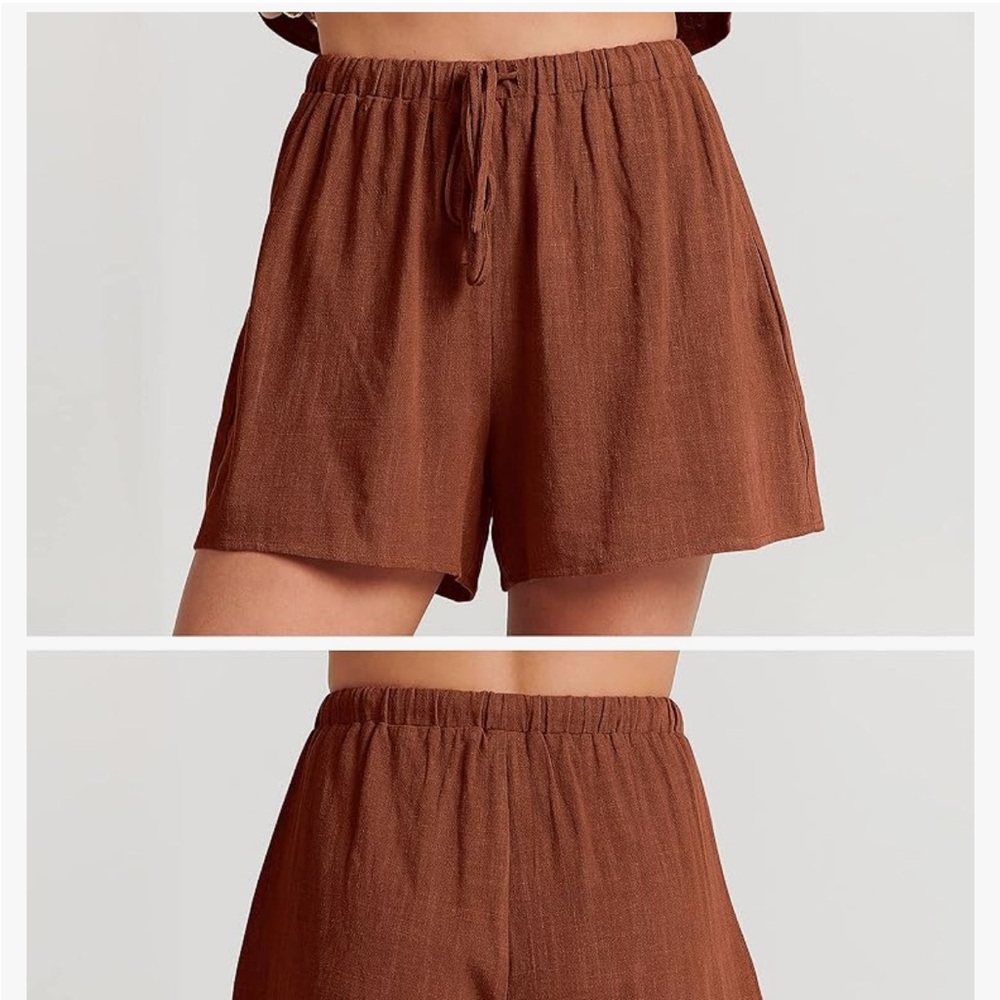 AMAZON Crepe Shorts with Pockets, Rust Red NWOT